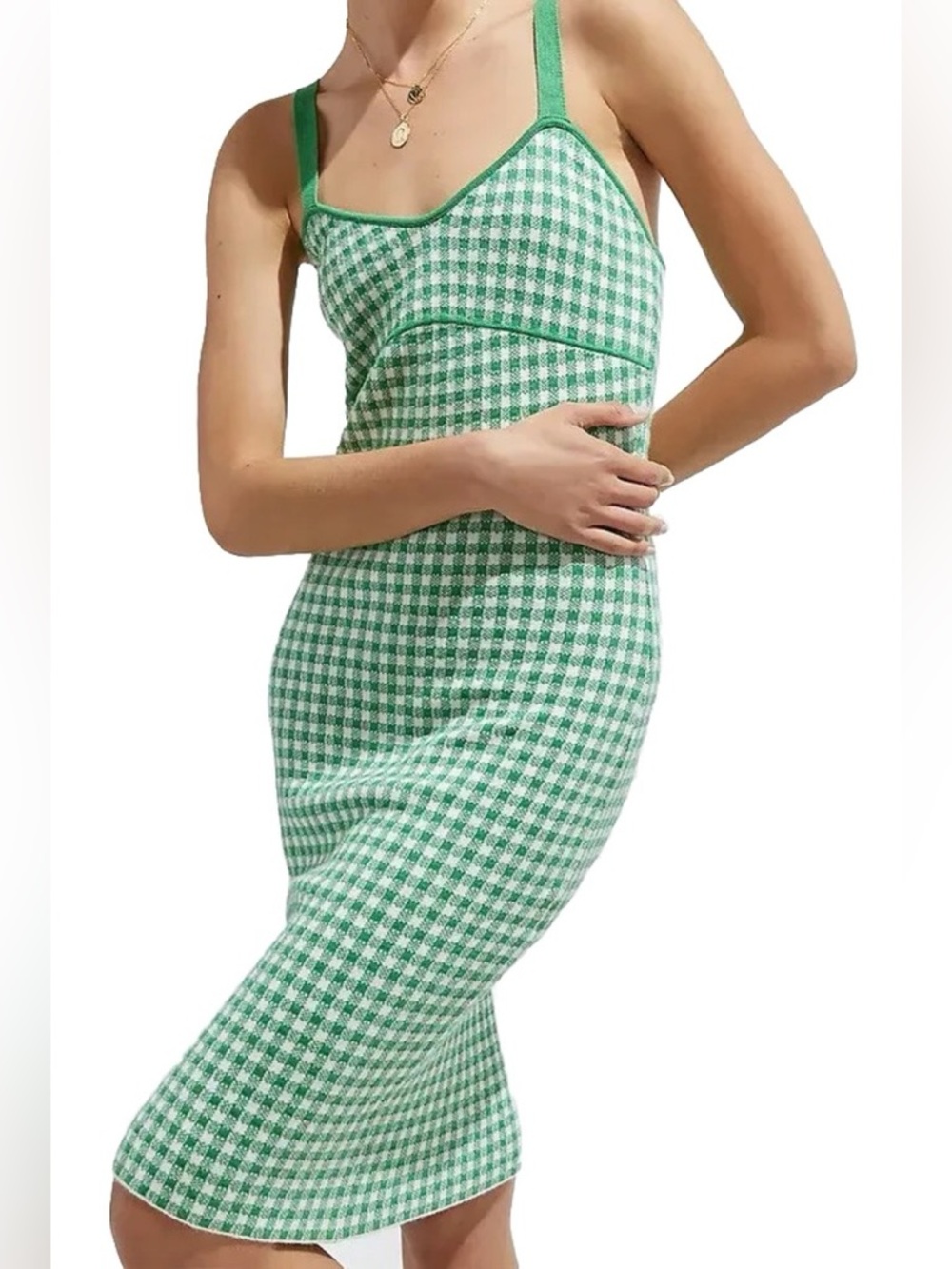Maeve x Anthropologie green Gingham midi Dress small